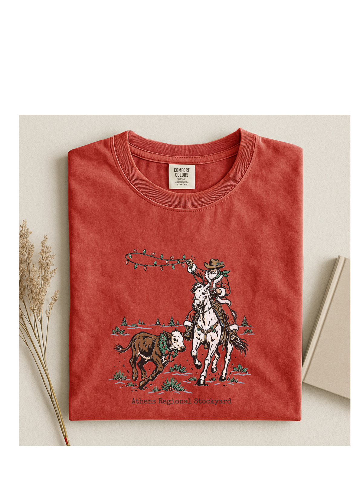 Comfort Colors Cowboy Santa Tee